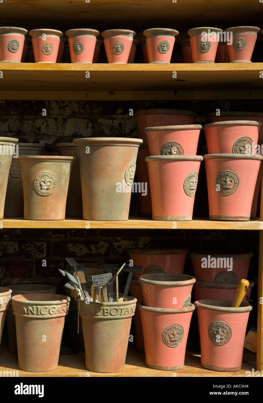 Colourful plant pots for sale in a Kew garden centre Stock Photo Alamy