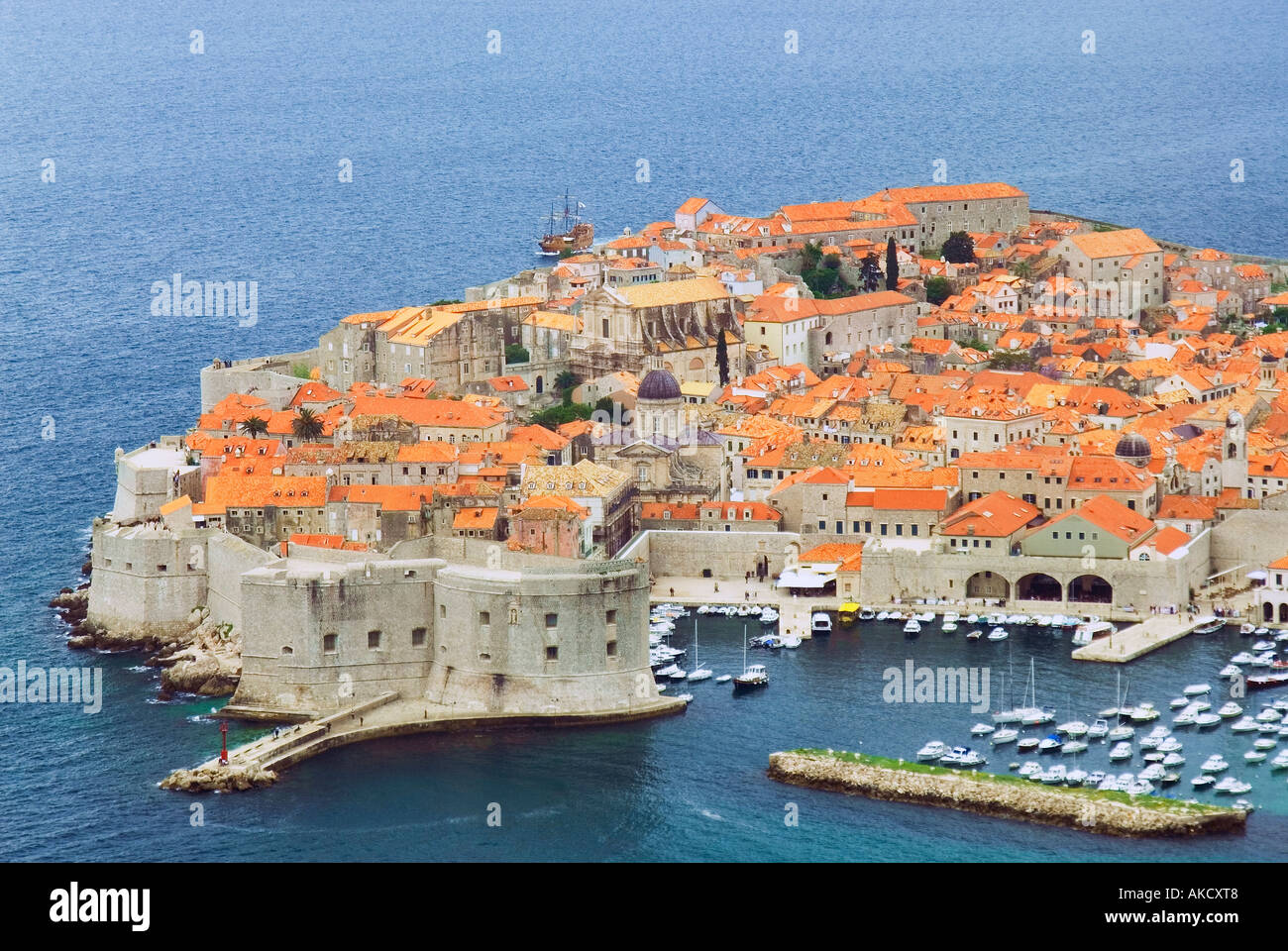 South-East Europe, Croatia, Dalmatia, Dubrovnik old town, elevated view Stock Photo