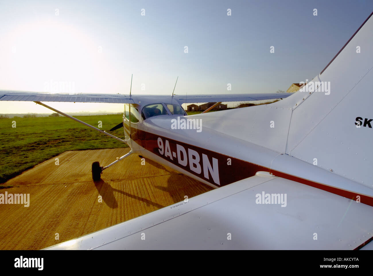 Croatia, Istra, light aircraft on Pula-Medulin airport Stock Photo