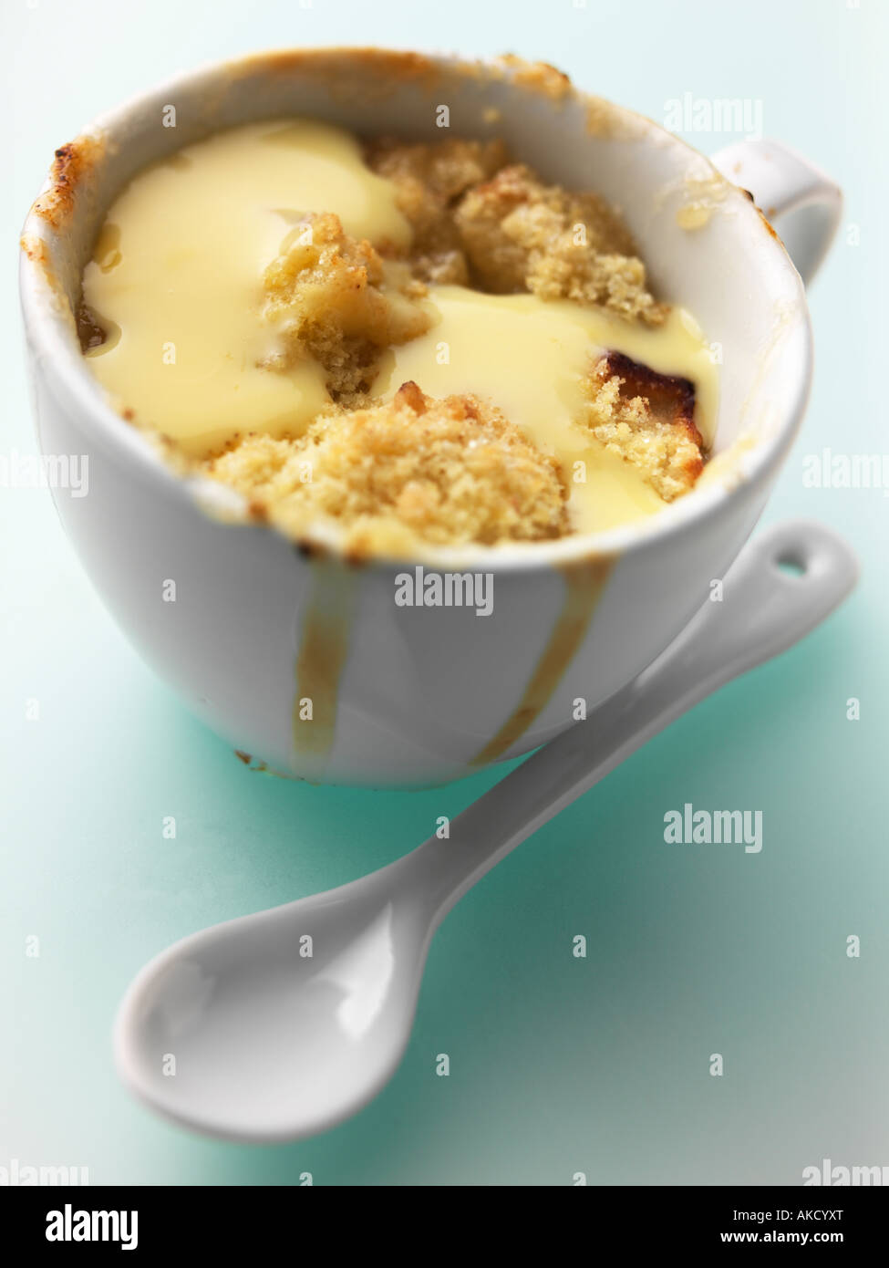 Apple crumble and custard in a cup traditional teatime English