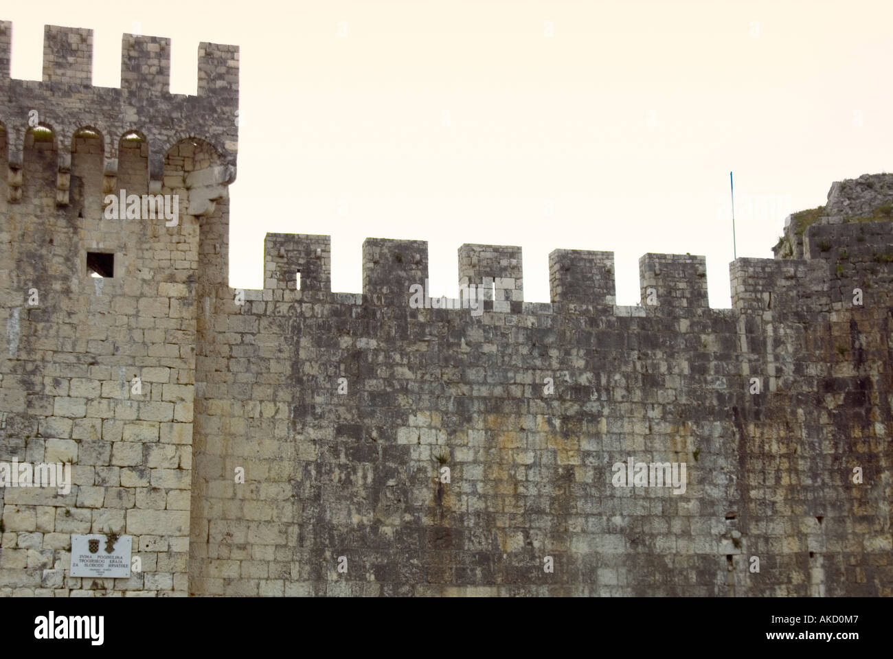 South East Europe Croatia Dalmatia Medieval Castle Wall And Turret Stock Photo Alamy