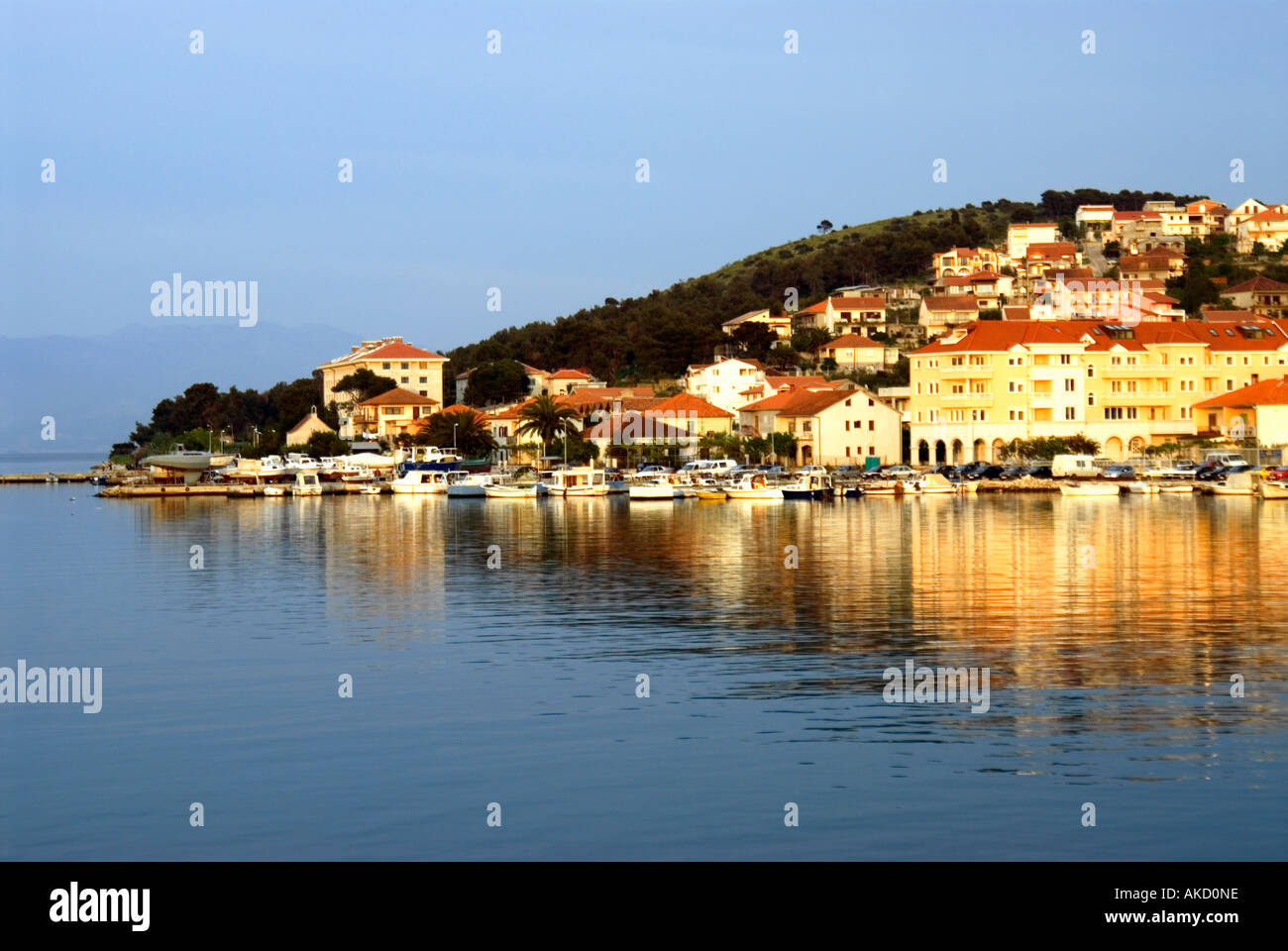 South-East Europe, Croatia, overwater view of Trogir town Stock Photo