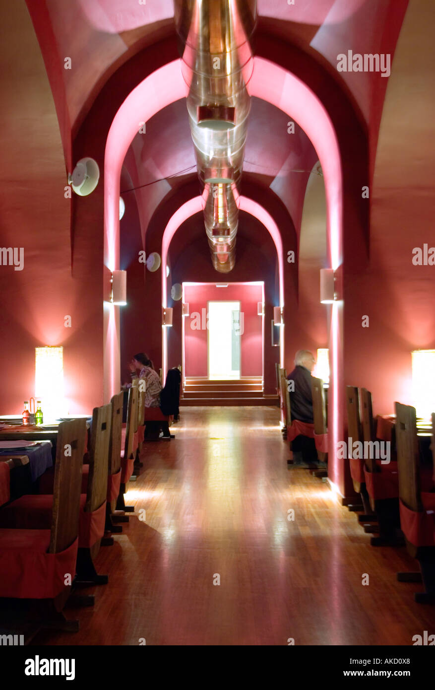 South-East Europe, Croatia, Dubrovnik, interior of illuminated restaurant Stock Photo
