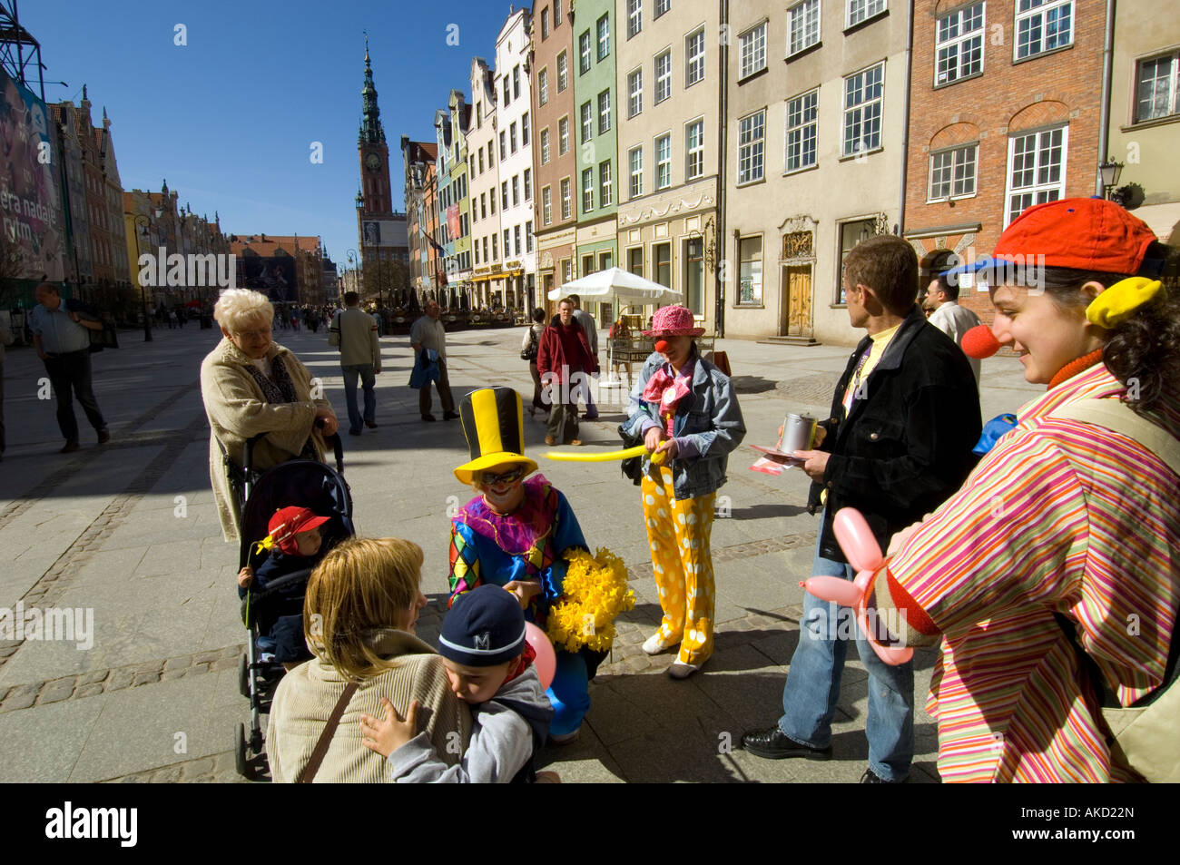 Child entertainer with kids on Dlugi Targ Old Town Gdansk Poland Stock Photo