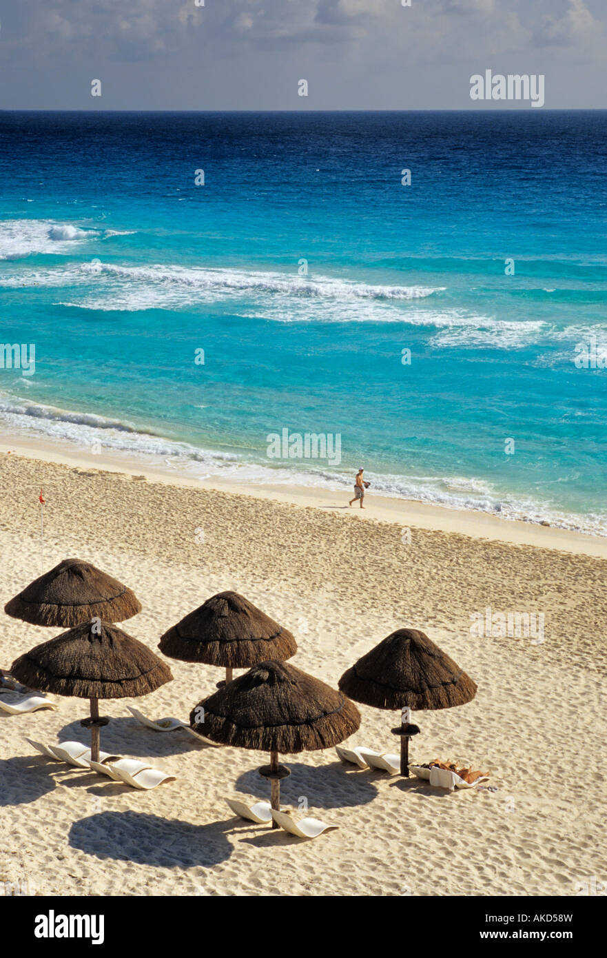 Playa Marlin Caribbean Sea beach at Sheraton Hotel at Zona Hotelera Cancun Mexico Stock Photo