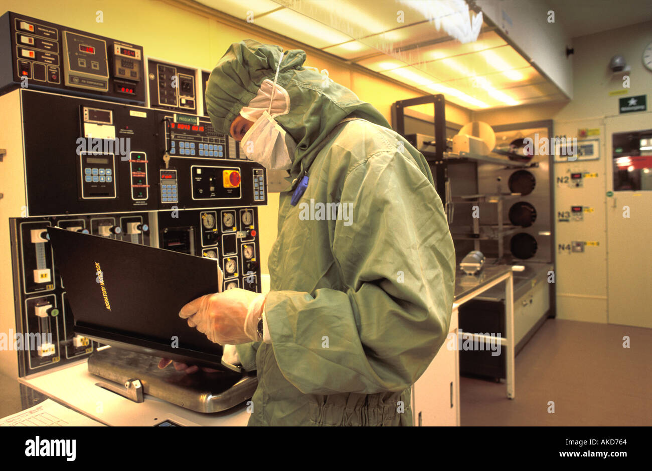 ERICSSON SILICON WAFER PRODUCTION CLEAN ROOM  Stock Photo