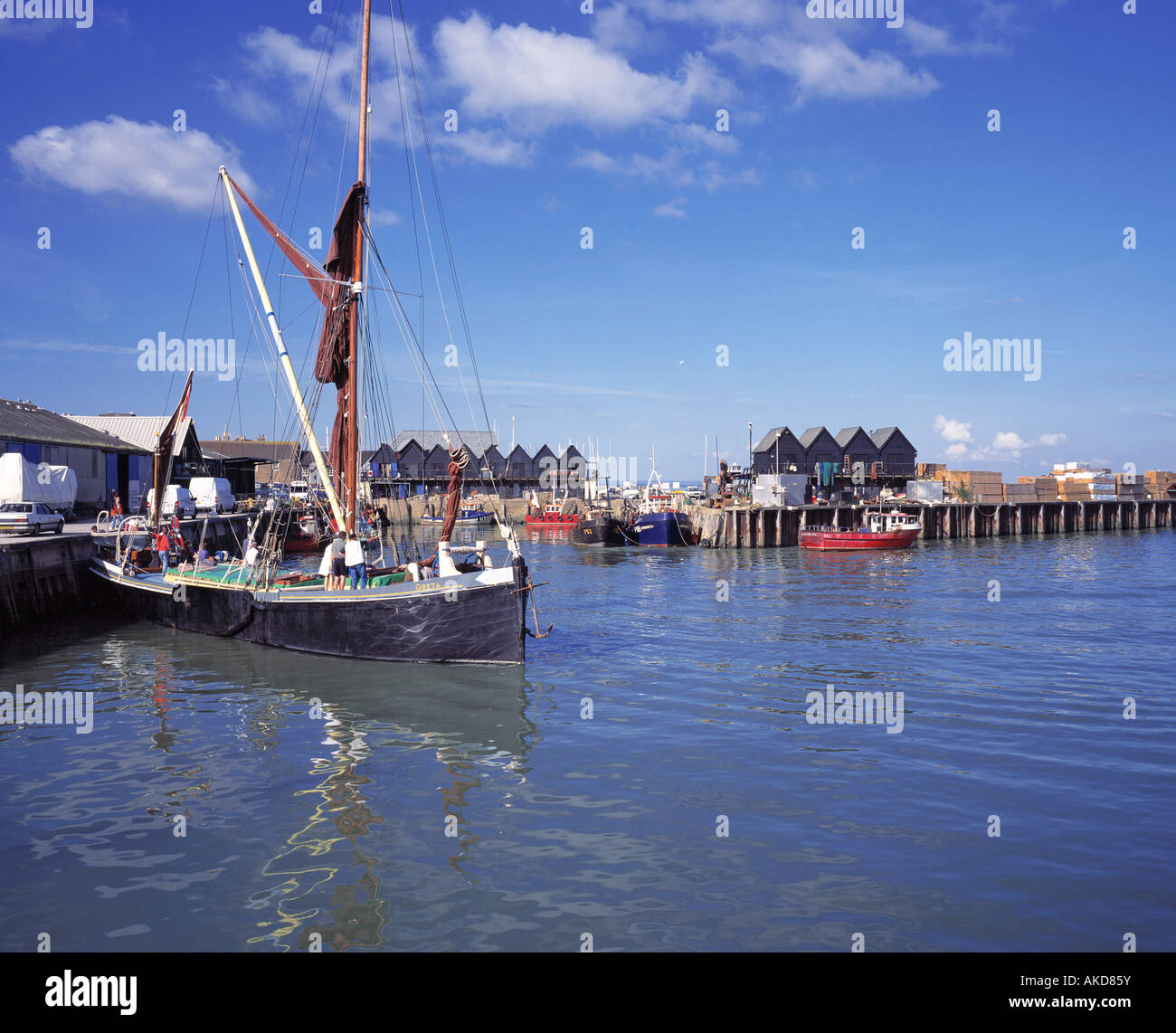 GB KENT WHITSTABLE HARBOUR THAMES SAILING BARGE GRETA Stock Photo Alamy