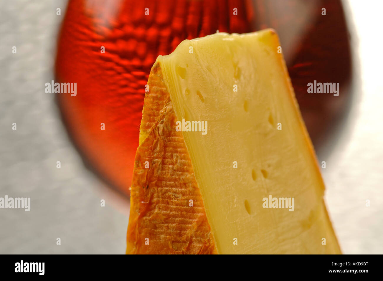 Port Salut cheese wedge with glass of Chimay Red beer Stock Photo Alamy