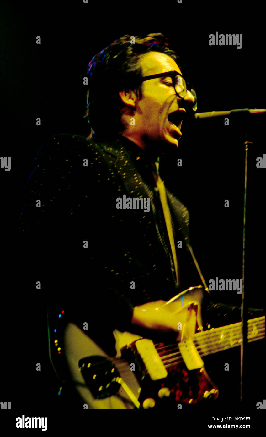 elvis costello in concert 1978 Stock Photo - Alamy