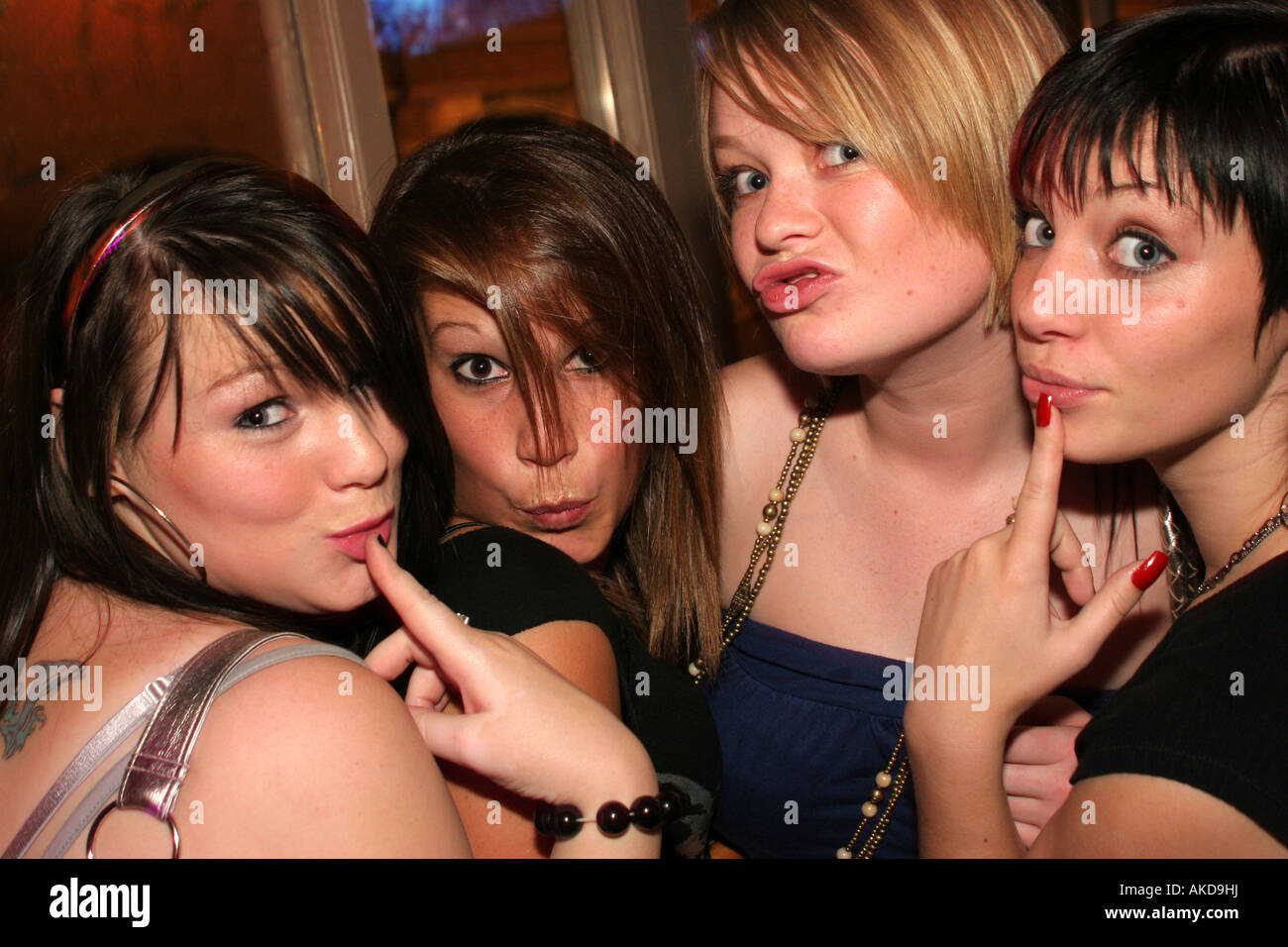 Girls Having Fun Out On The Town At A Pub Stock Photo Alamy