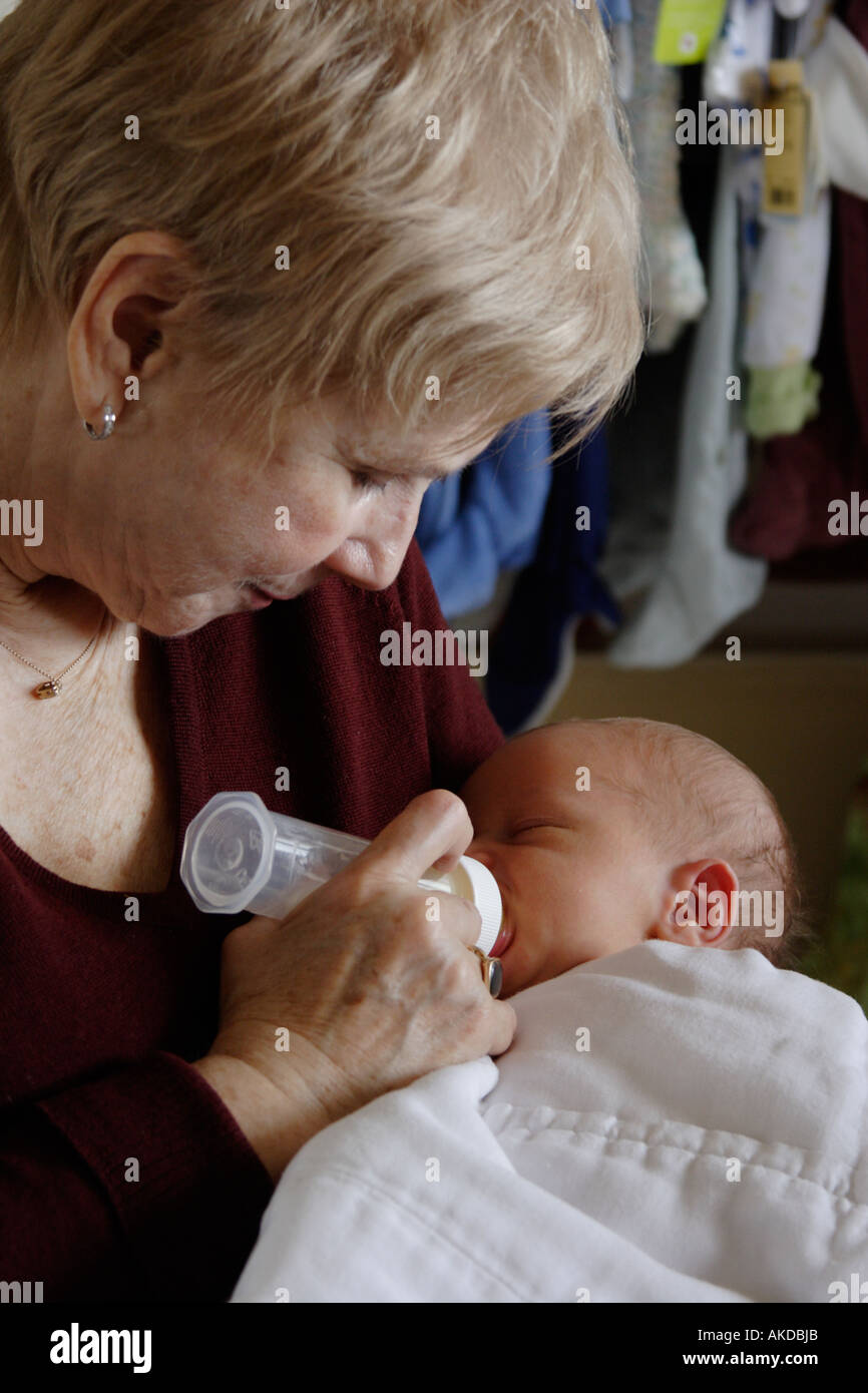 Baby Boy With Grandmother MR  Stock Photo