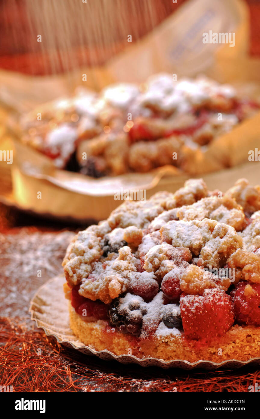 Summer fruit and sponge dessert Stock Photo