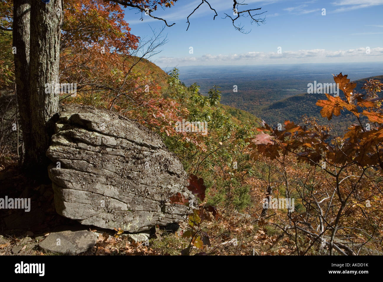 Expansive view of Hudson Valley from Escarpment Trail Catskill Mountains New York Stock Photo