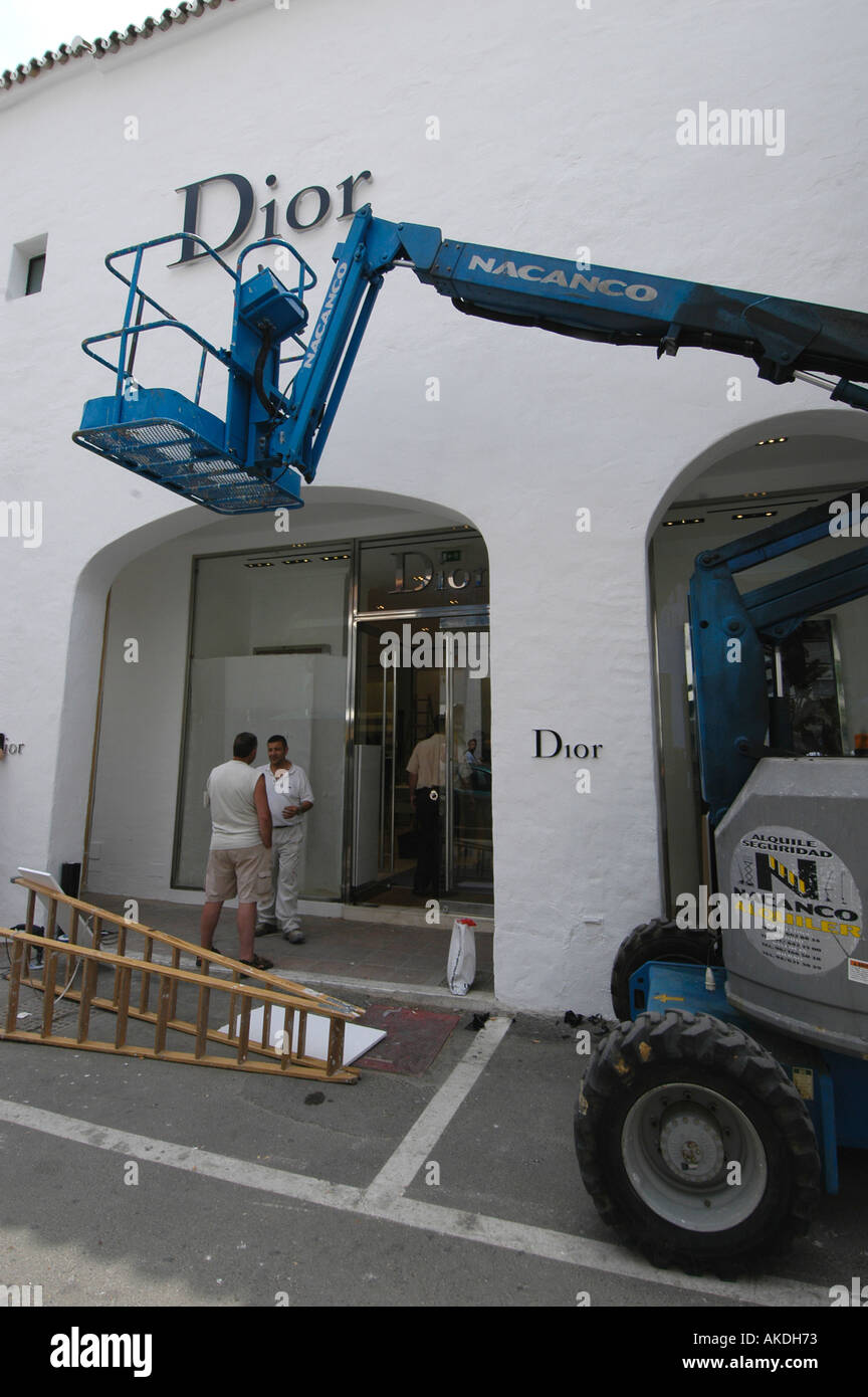 Construction of a Christian Dior shop in Puerto Banus Marbella Malaga Andalucia Spain Nano Calvo VWPics com Stock Photo Alamy