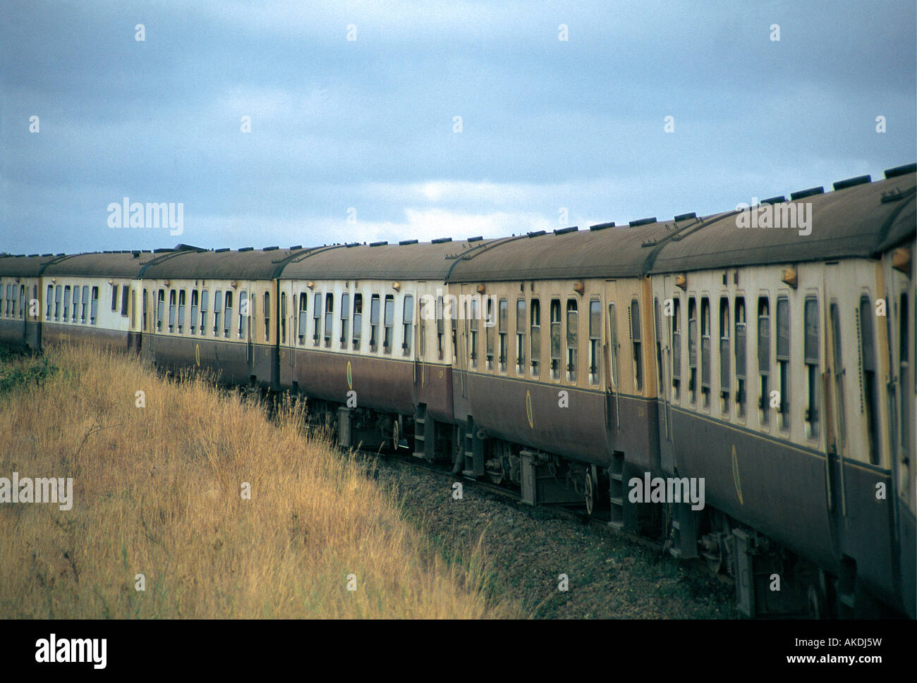 Passenger train on Nairobi Mombasa line Kenya Stock Photo