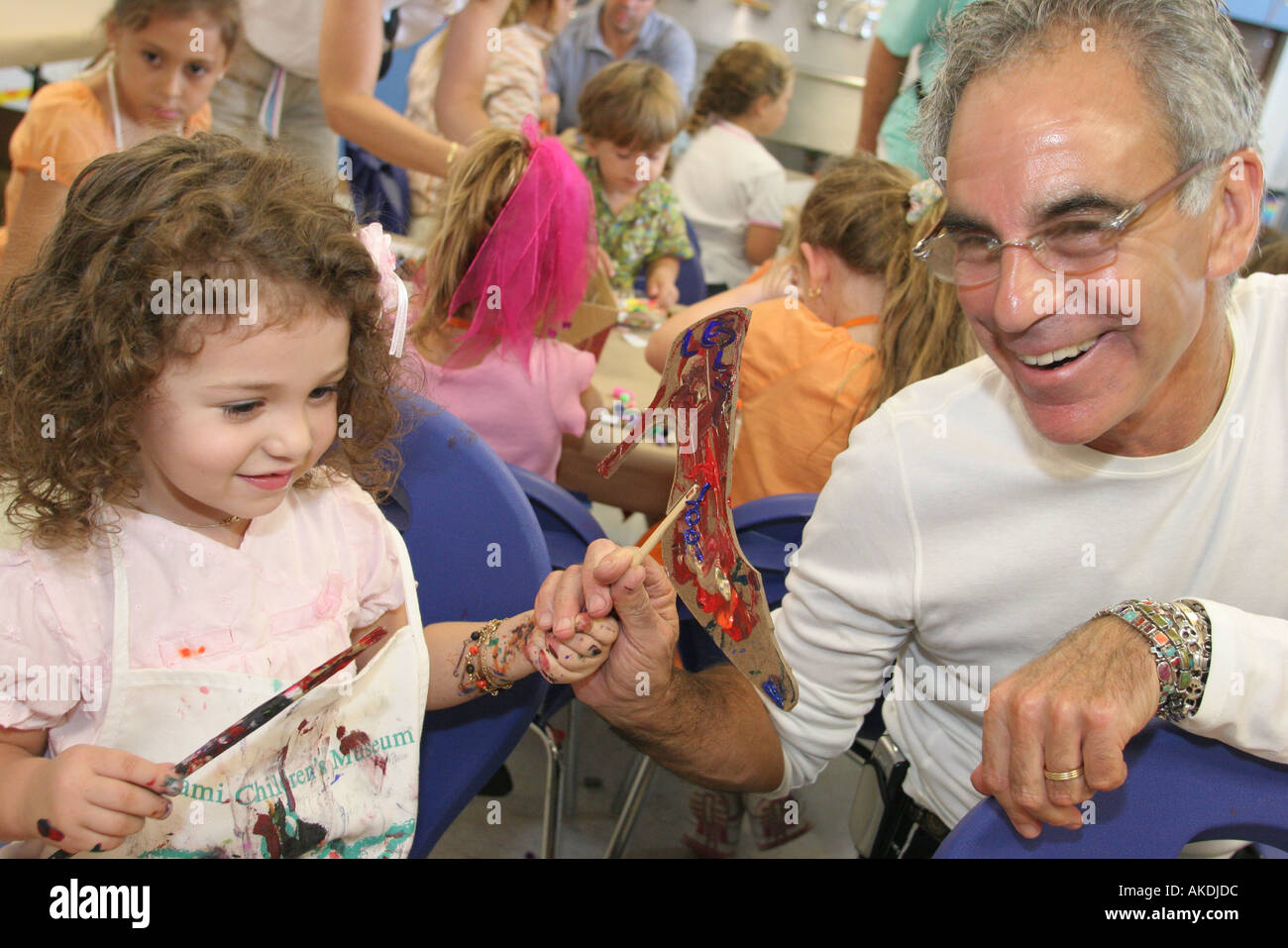 Miami Florida,Watson Island,Children's Museum,history,shoe design workshop,designer Donald J. Pliner,girl girls,youngster youngsters youth youths fema Stock Photo