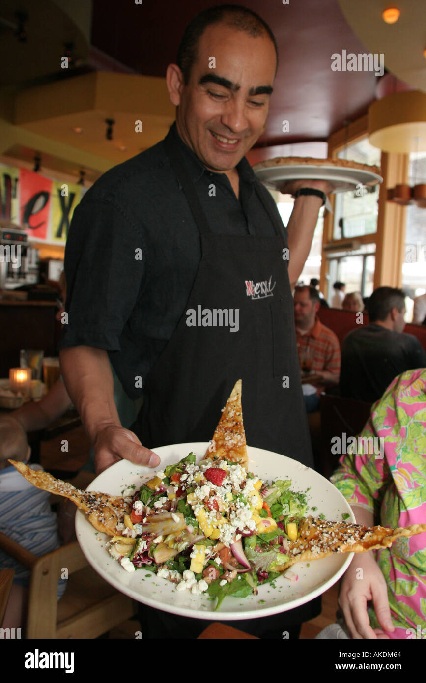 Miami Beach Florida,Lincoln Road Mall,Nexxt Cafe,Hispanic Latin Latino ethnic immigrant immigrants minority,spanish,adult adults man men male,waiter w Stock Photo