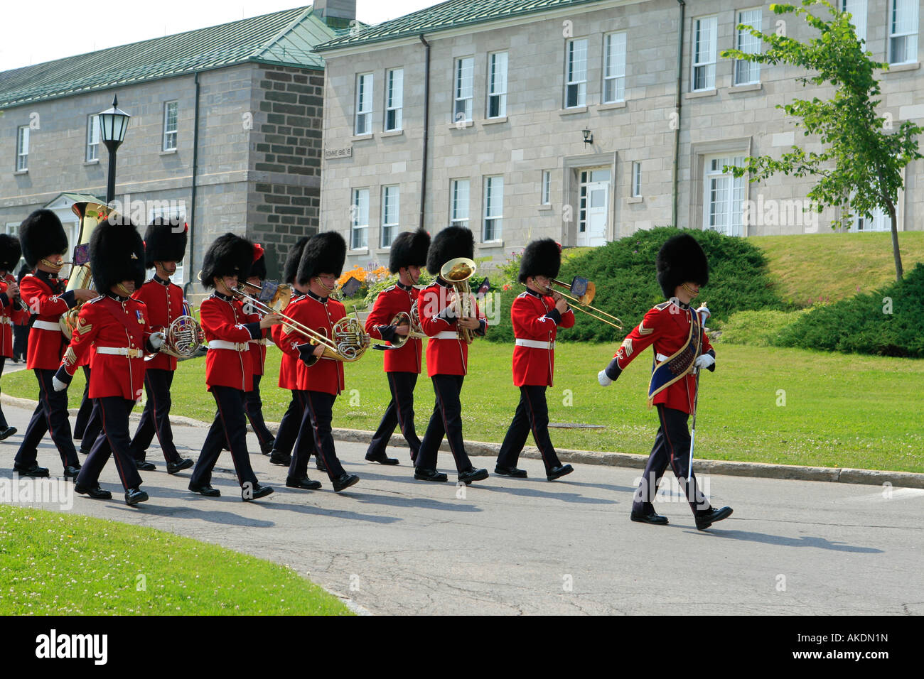 The Royal 22e Regiment marches into the Citadelle of Quebec on the historic Plains of Abraham Stock Photo