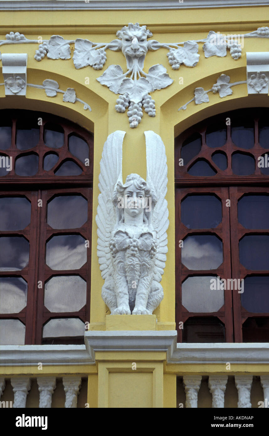Griffen sculpture architectural detail in the Old Town, Quito, Ecuador Stock Photo