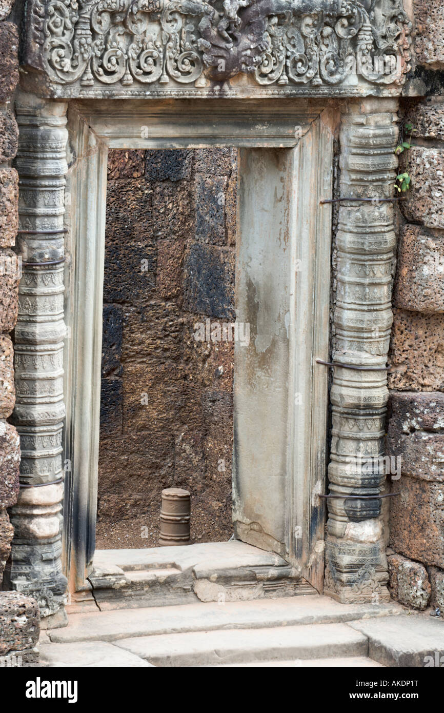 Doorway with linga, East Mebon, Angkor, Cambodia Stock Photo