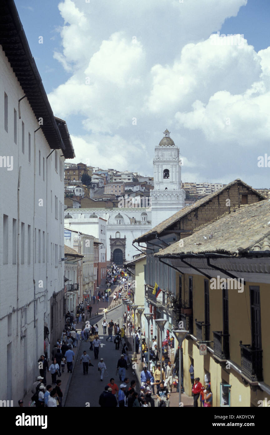 Crowded street in the Old Town, Quito, Ecuador Stock Photo