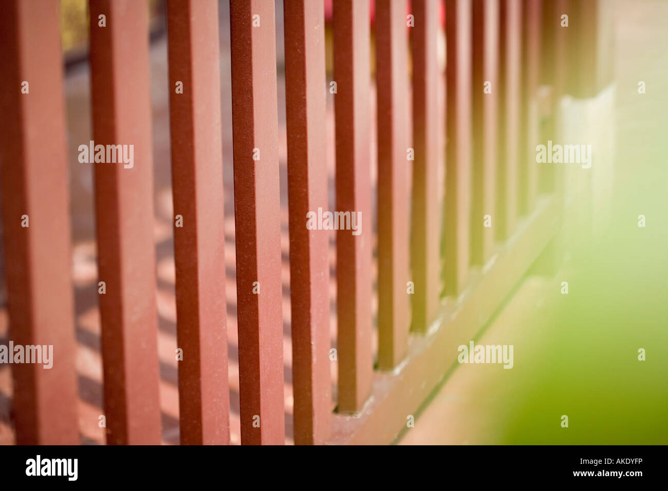 Closeup of a wooden railing Stock Photo Alamy