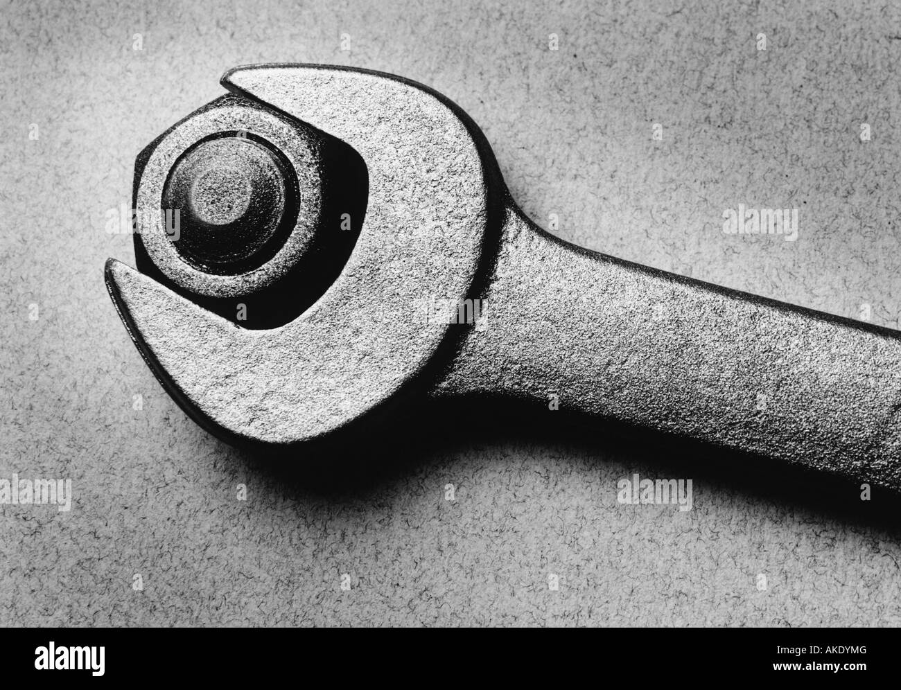 Wrench and bolt, (b&w Stock Photo Alamy