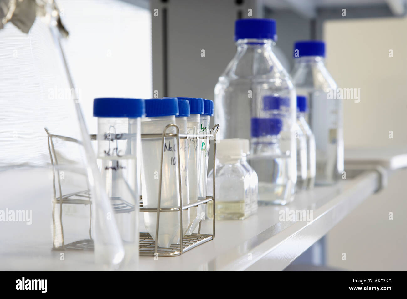 Test tubes on shelf in laboratory Stock Photo Alamy