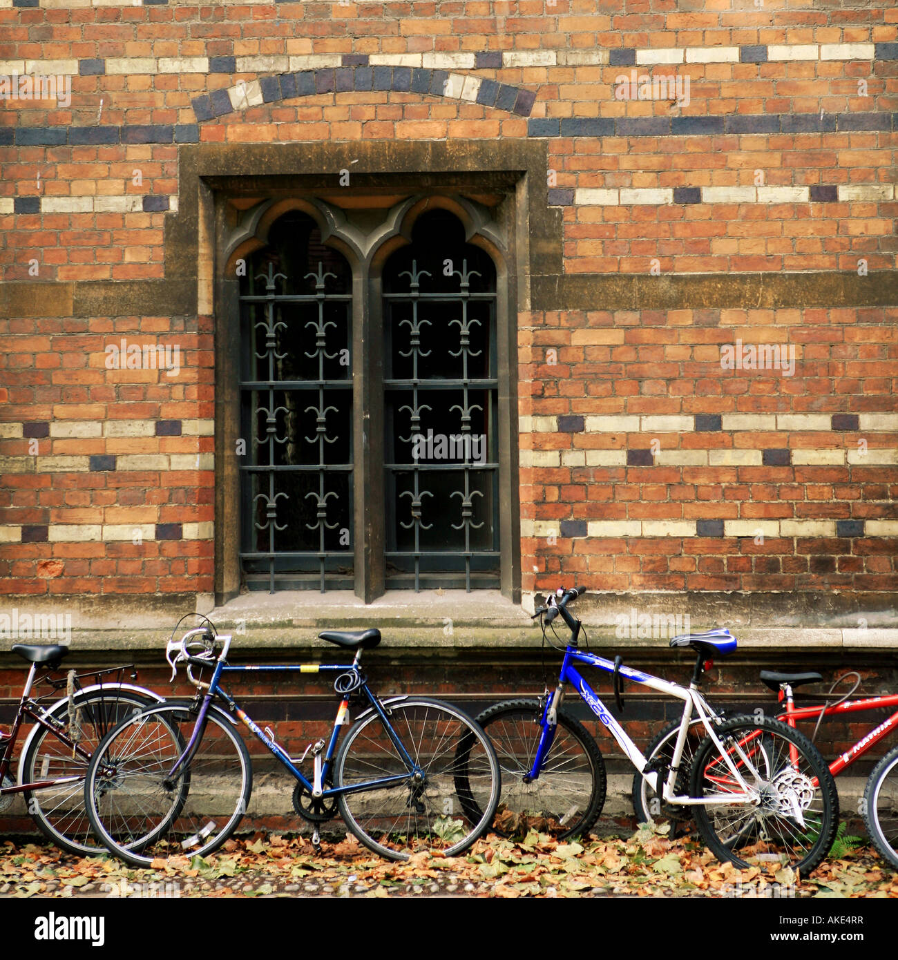 Bicycles parked outside Keble College Oxford England Stock Photo