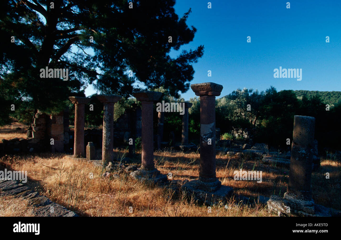 Europa, Griechenland, Lesbos, Agia Paraskevi, Halinado, Säulen der frühchristlichen Basilika Sankt Georg Stock Photo