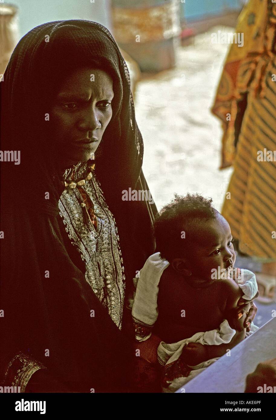 Portrait of Zanzibarri Mother and Child, Oman Stock Photo