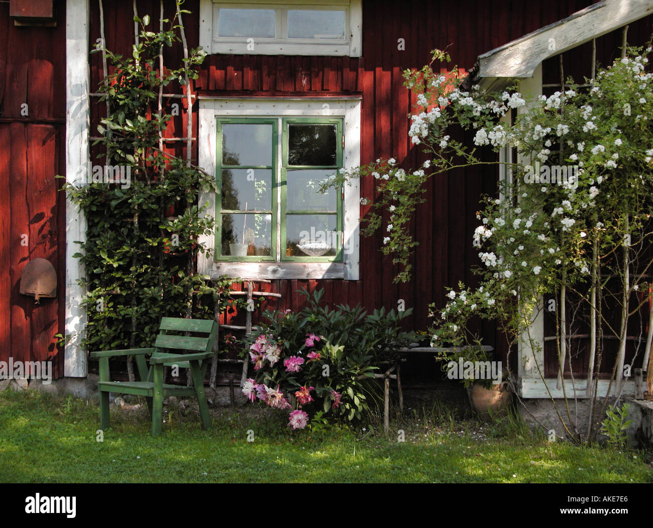 Cottage in the late summerafternoon Sweden Stock Photo
