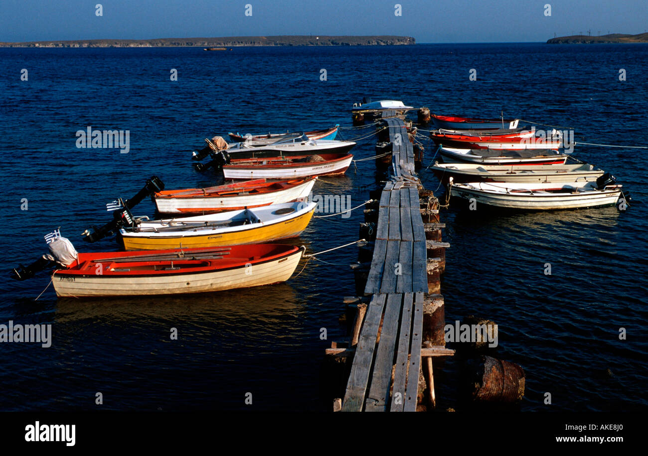 Europa, Griechenland, Lesbos, Boote am Steg Stock Photo