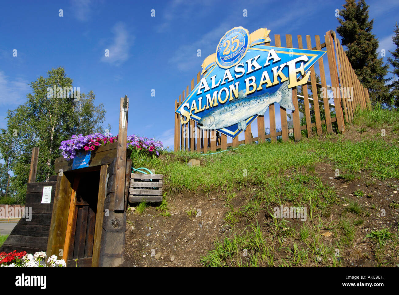 Alaska Salmon Bake sign Fairbanks Alaska AK U S United States Alaska