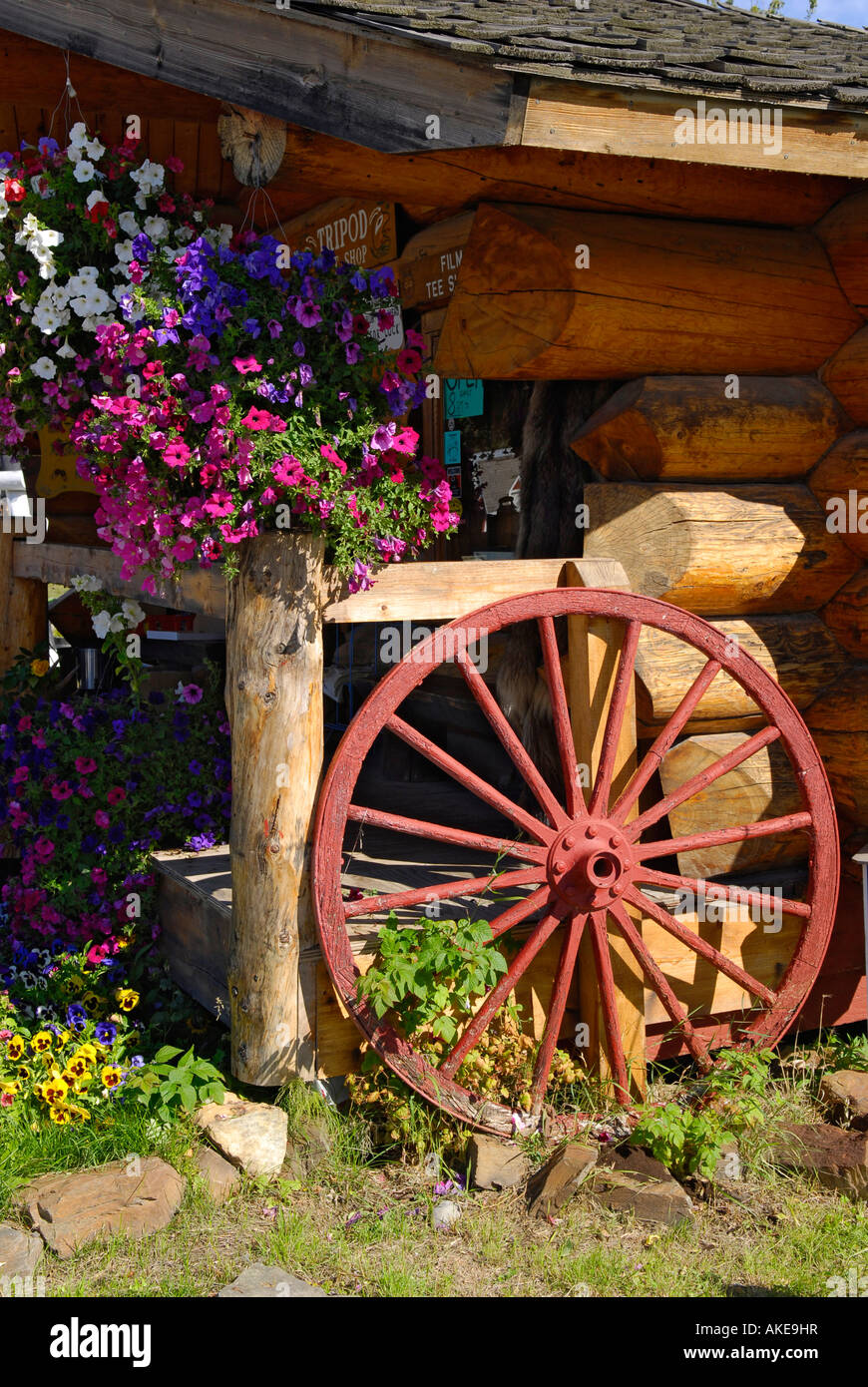 Log cabin visitor information center hires stock photography and