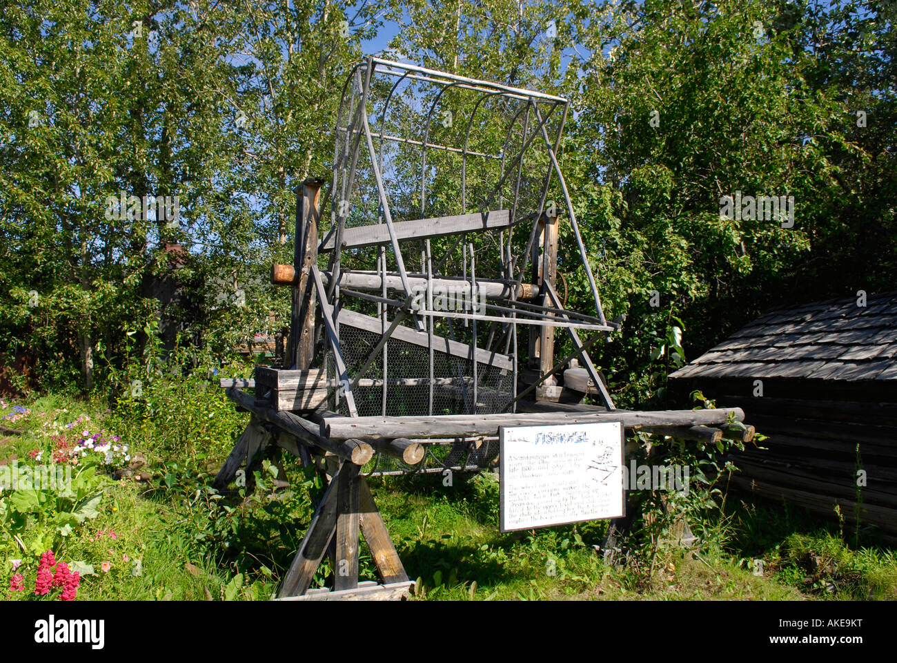 Antique fishwheel fish wheel Nenana Alaska AK U S United States Parks