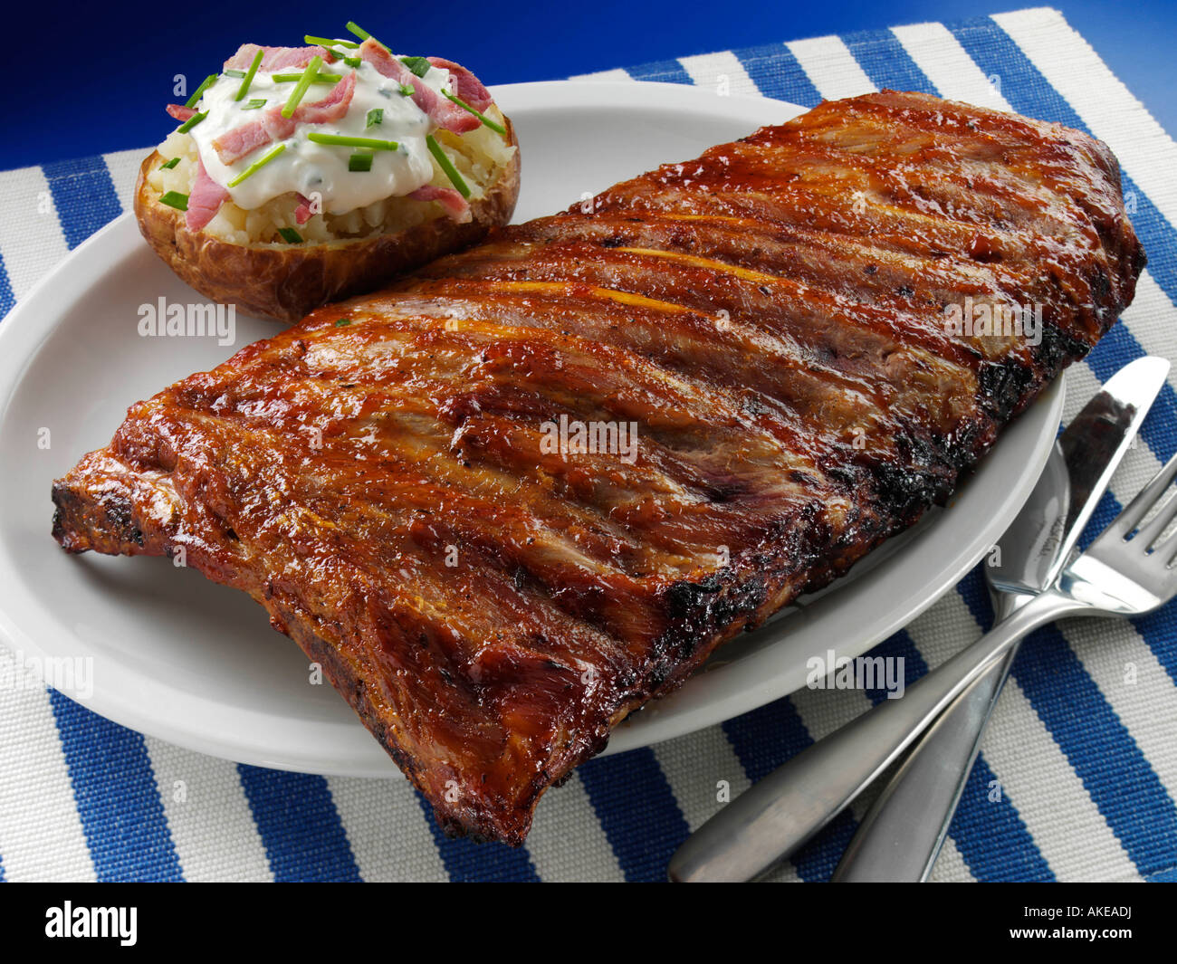 A whole rack of American pork spare ribs editorial food Stock Photo Alamy