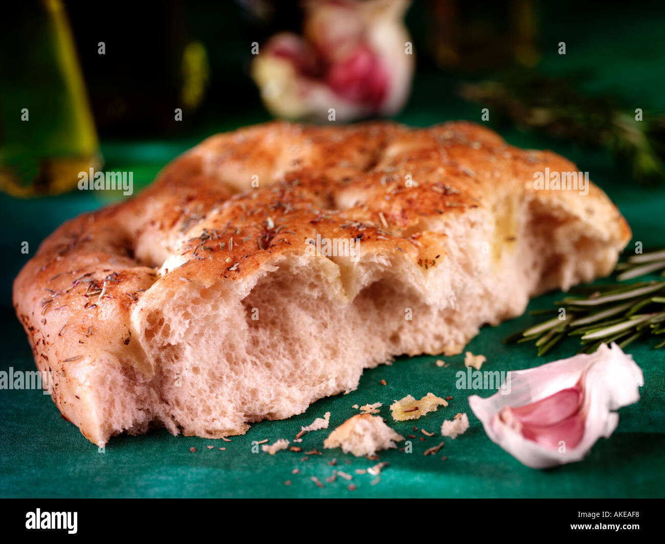 Garlic clove crumbs flavour focaccia slice sliced bakery toasted deli ...