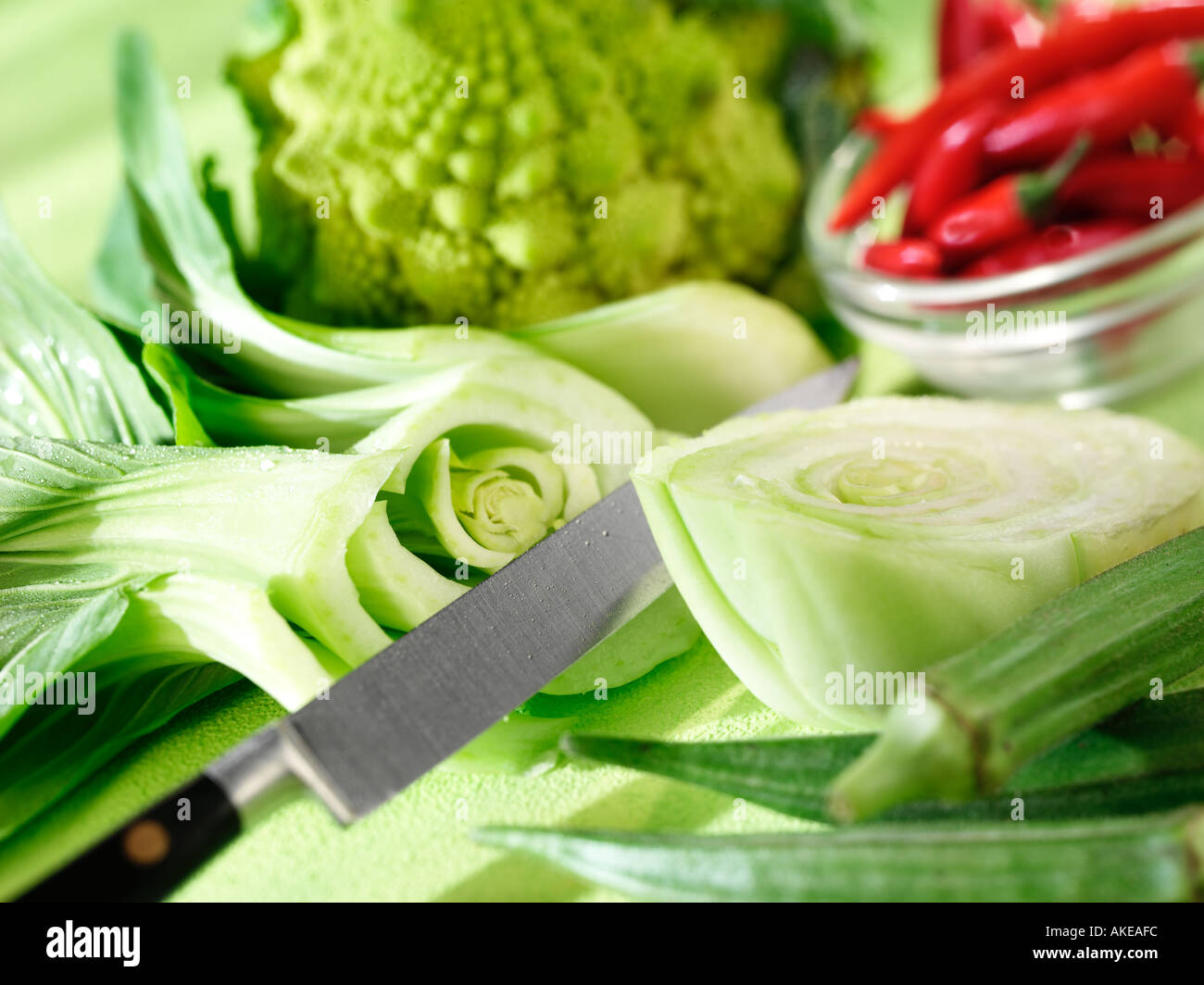 ORIENTAL CHOPPED VEGETABLES Stock Photo - Alamy