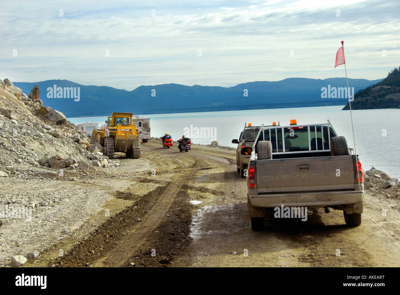 Road Construction along Alaska Highway near Destruction Bay Yukon