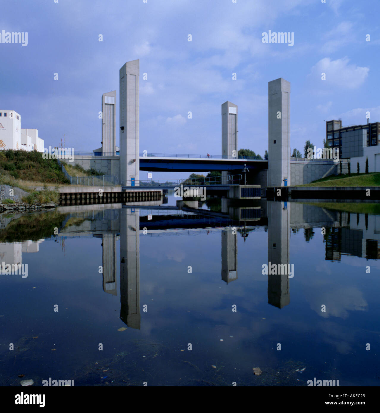 Centenary Bridge over the Manchester Ship Canal, Trafford Park, Greater Manchester, England, UK. Stock Photo