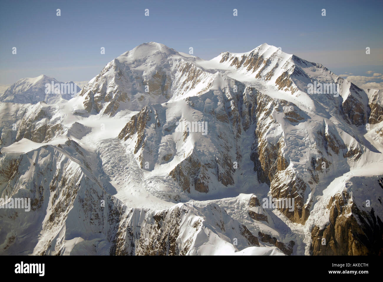 Aerial Views of Mt McKinley Denali National Park Alaska AK U S United States snow covered mountains glaciers icefields Stock Photo