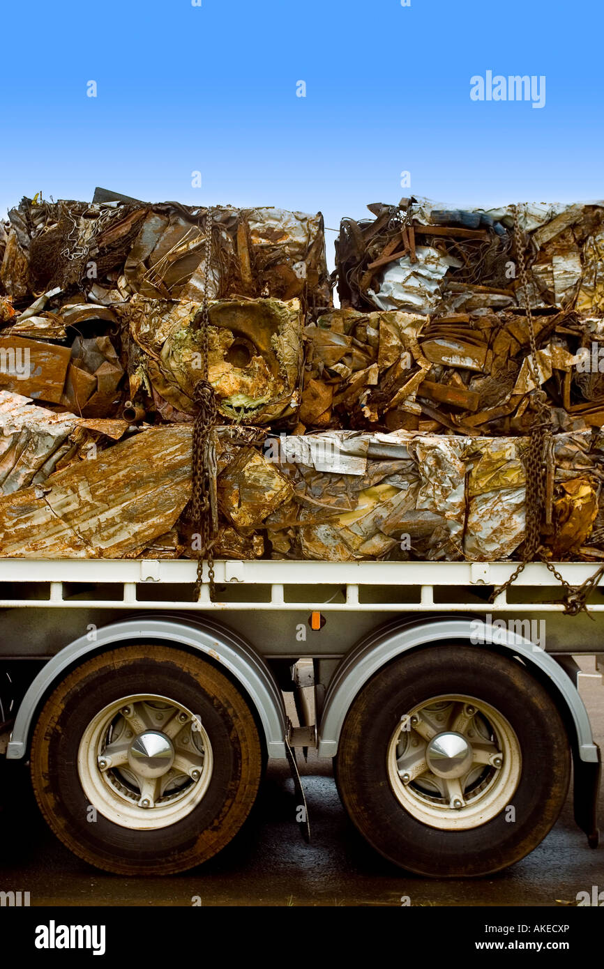 Crushed Steal prepared for recycling Stock Photo Alamy