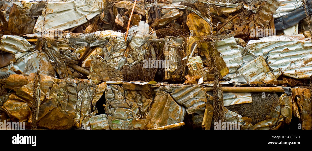 Crushed Steal prepared for recycling Stock Photo Alamy