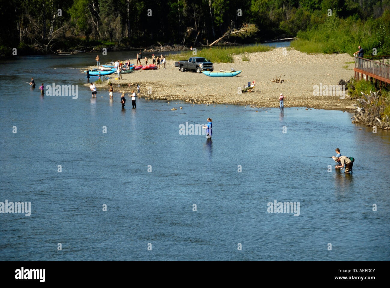 Fishing in Montana Creek Recreation Park near Trapper Creek Alaska AK U