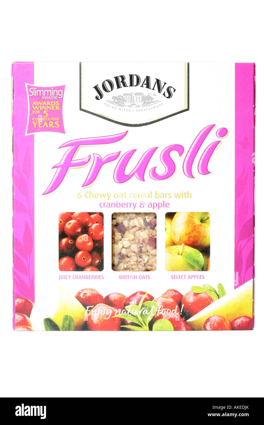 Cranberry apple cereal bar jordans frusli oat cereal muesli box hires stock photography and