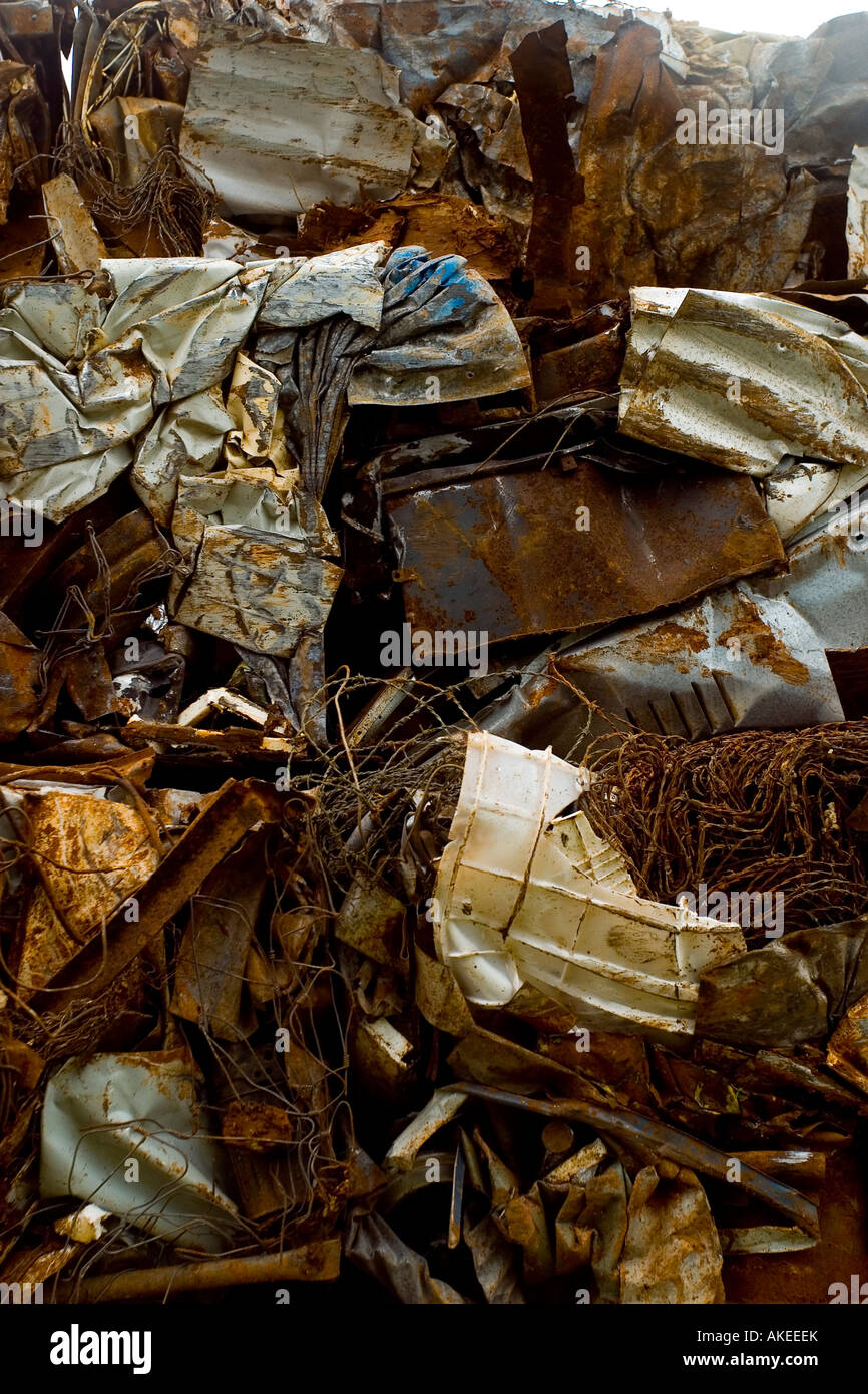 Crushed Steal prepared for recycling Stock Photo Alamy