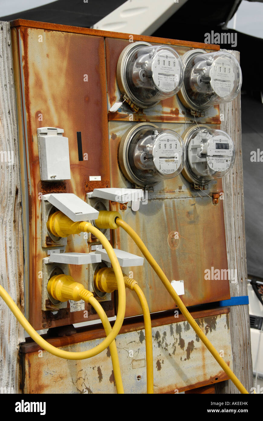 Electrical Power Box on public boat dock in Seward Alaska AK U S United