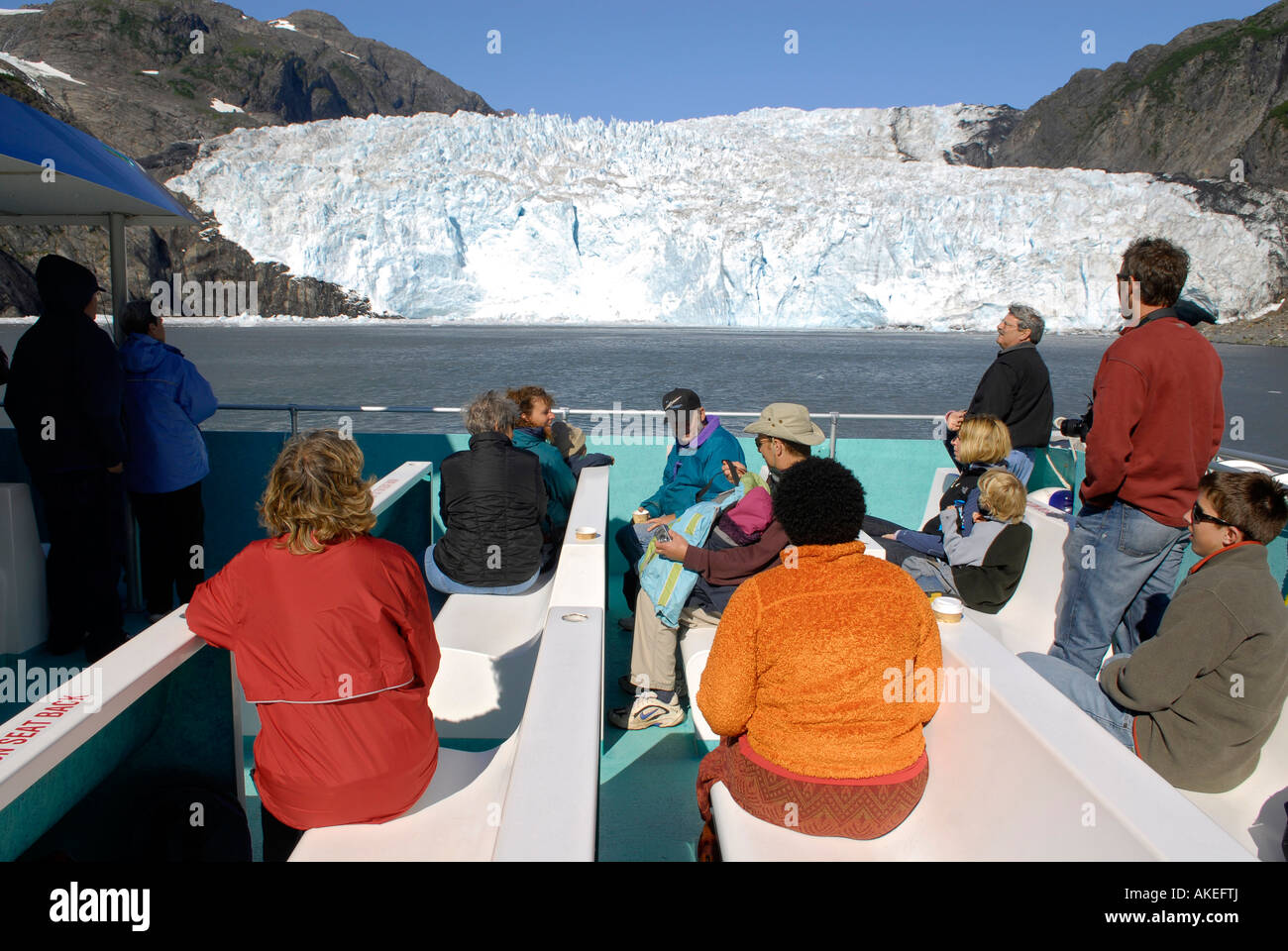 Passengers view Holgate Glacier near Holgate Arm Bay Kenair Fjords ...