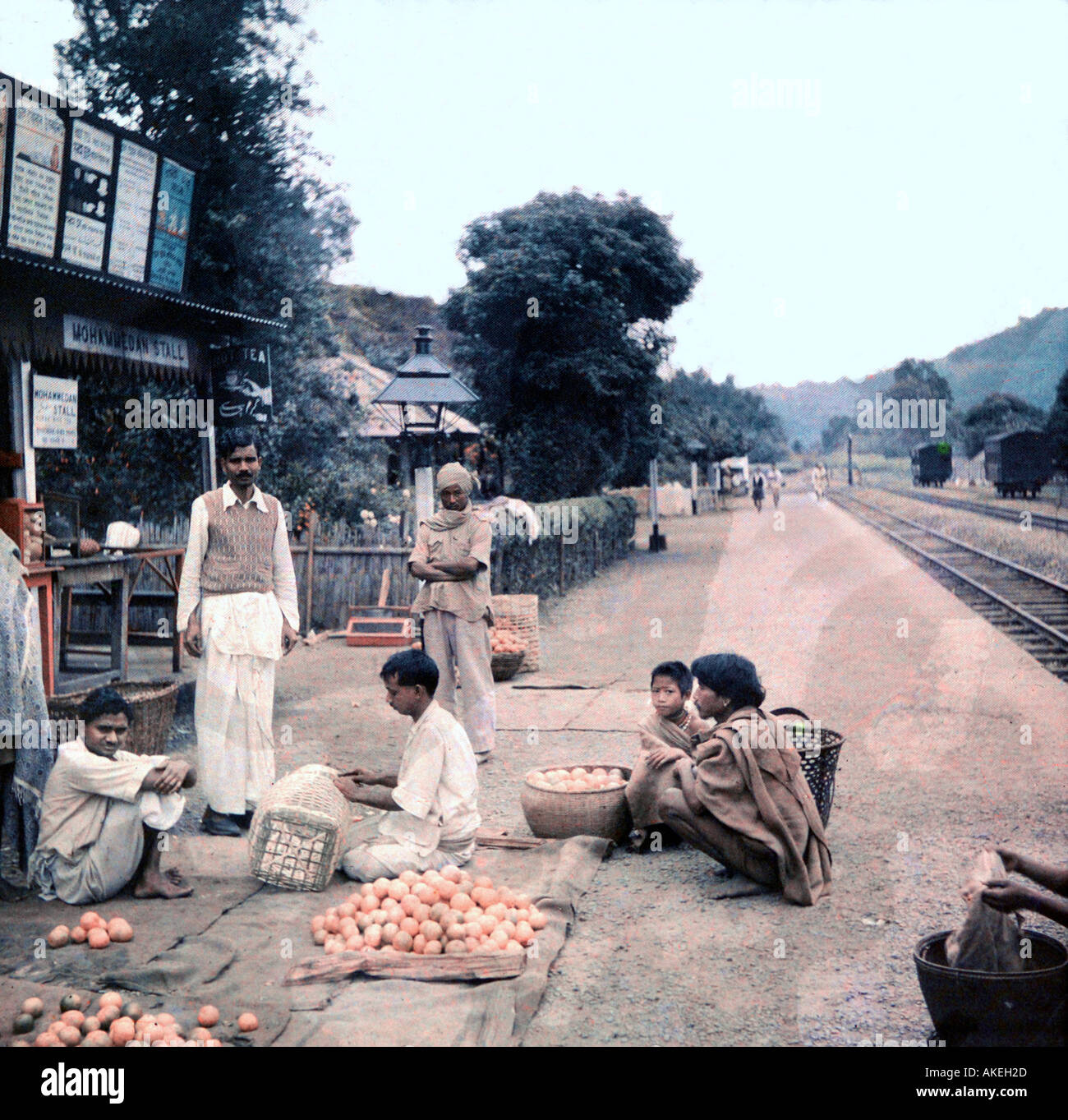 Indian Empire circa 1935 Railway Station Assam Bengal Railway Co www osheaphotography com Stock Photo